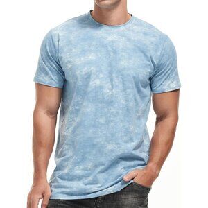 Men Blue Hipster Hip Hop Short Sleeve Print T Shirt Casual Streetwear